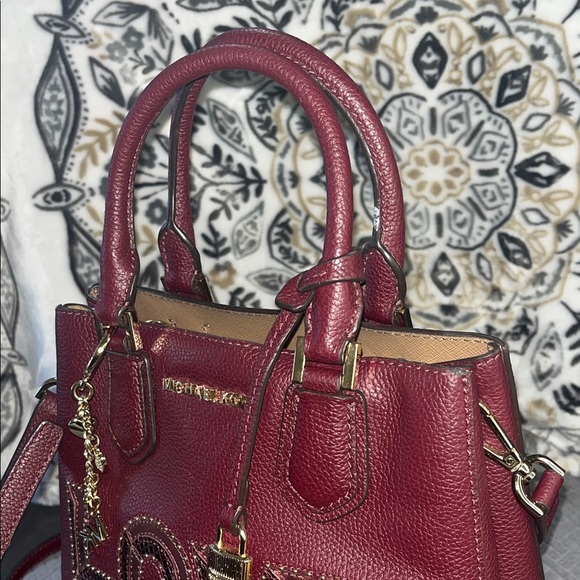 Michael Kors LOVE Burgundy Leather Tote/Crossbody Bag - Picture 13 of 16